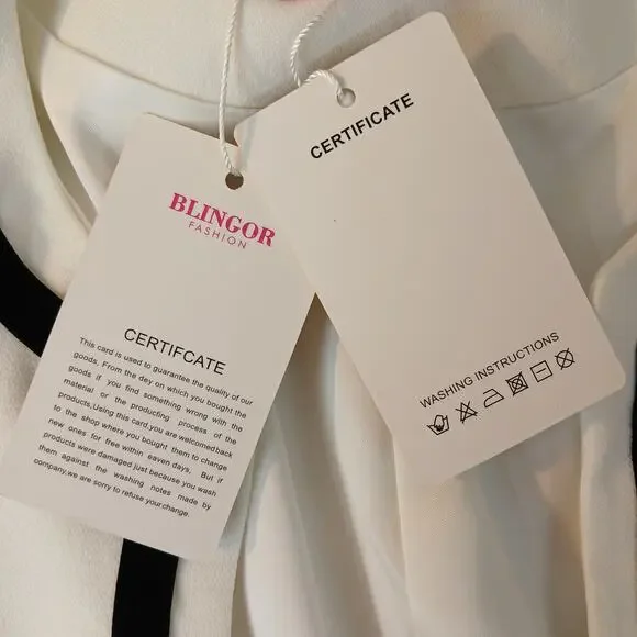 Blingor White Midi Coat with black bows L NOS fitted anime style - Picture 8 of 15